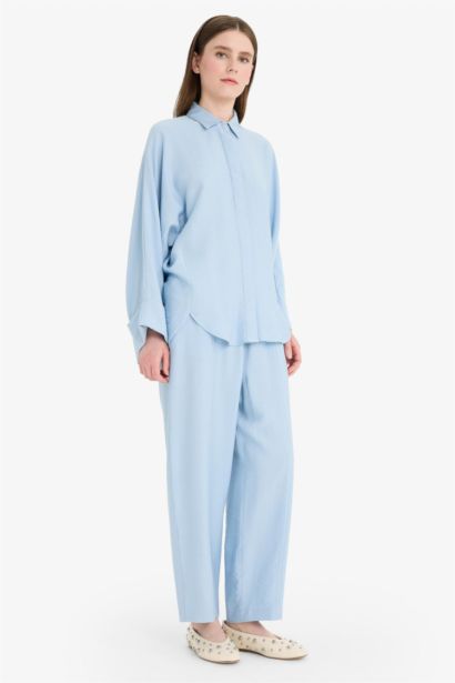 Harem Linen Blend Wide Leg Trousers