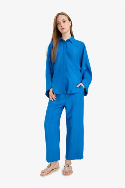 Harem Linen Blend Wide Leg Trousers
