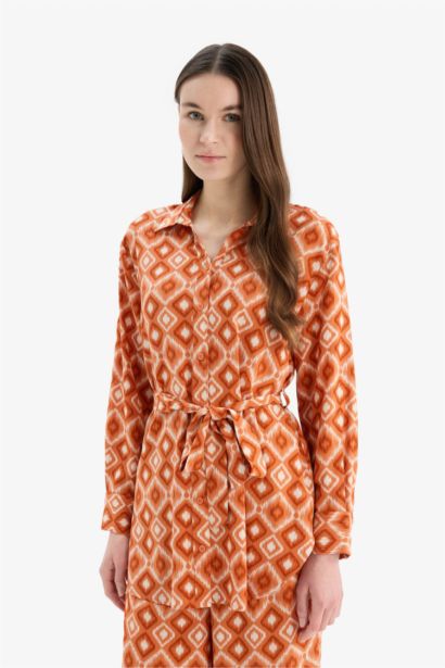 Relax Fit Viscose Printed Long Sleeve Tunic