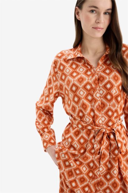 Relax Fit Viscose Printed Long Sleeve Tunic