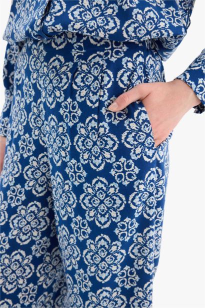 Wide Leg Printed Viscose Trousers