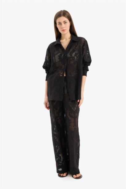 Fall in Love Lace Flexible Waist White Trousers