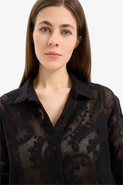 Fall in Love Regular Fit Lace Detailed Beach Shirt