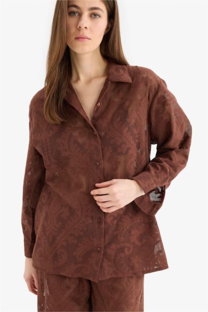 Fall in Love Regular Fit Lace Detailed Beach Shirt