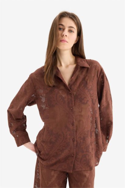 Fall in Love Regular Fit Lace Detailed Beach Shirt