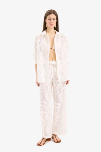 Fall in Love Regular Fit Lace Detailed Beach Shirt