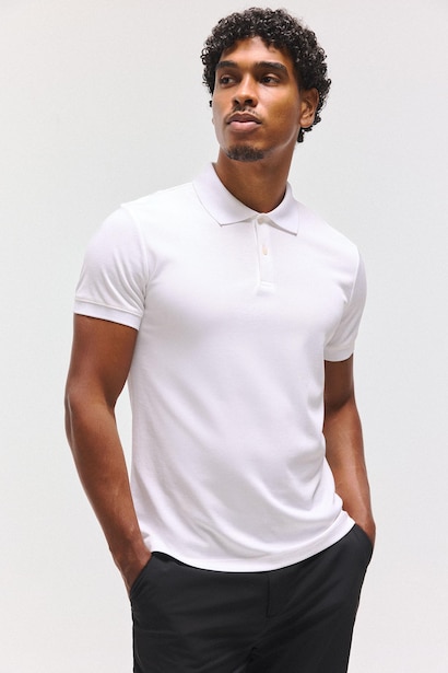 Slim Fit Polo Collar Pique Short Sleeve Polo T-Shirt