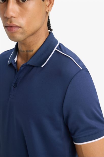 Slim Fit Dar Kesim Polo Yaka Sporcu Kısa Kollu Pike Tişört