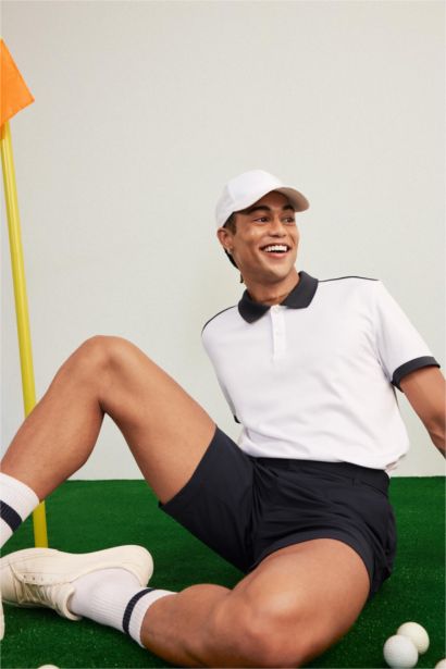 Slim Fit Dar Kesim Polo Yaka Sporcu Kısa Kollu Pike Tişört