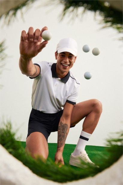 Slim Fit Dar Kesim Polo Yaka Sporcu Kısa Kollu Pike Tişört