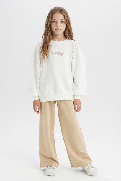 Girl Oversize Crew Neck Printed Sweatshirt