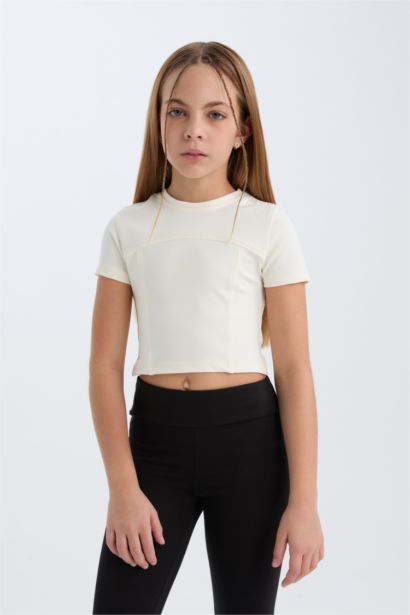 تيشيرت بناتي نص كم سليم برقبة مستديرة