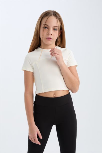 تيشيرت بناتي نص كم سليم برقبة مستديرة