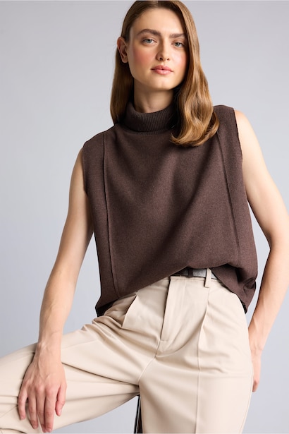 Regular Fit Turtleneck Tank Top