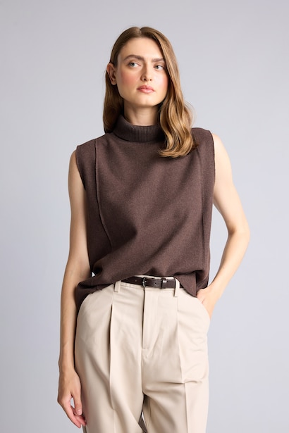 Regular Fit Turtleneck Tank Top