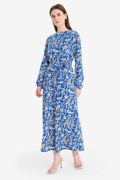 Regular Fit Crew Neck Printed Dress