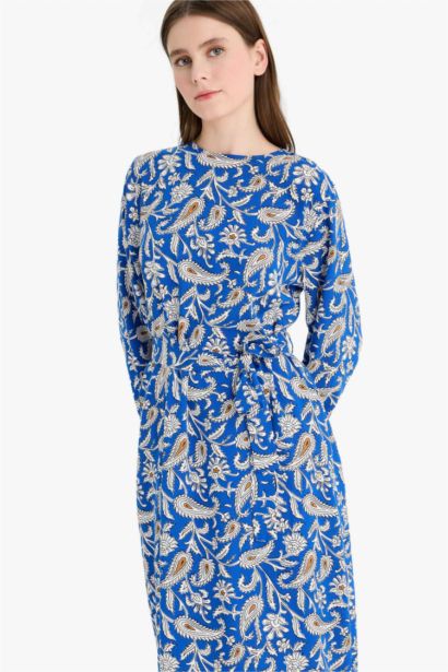 Regular Fit Crew Neck Printed Dress