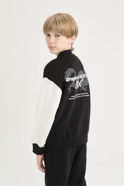 Sırt Baskılı Kolej Yaka Bomber Ceket Erkek Çocuk