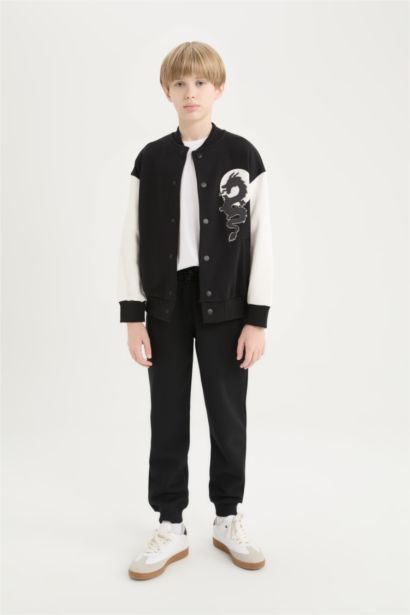 Sırt Baskılı Kolej Yaka Bomber Ceket Erkek Çocuk