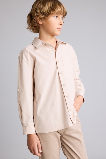 Boy Oversize Polo Collar Parachute Shirt
