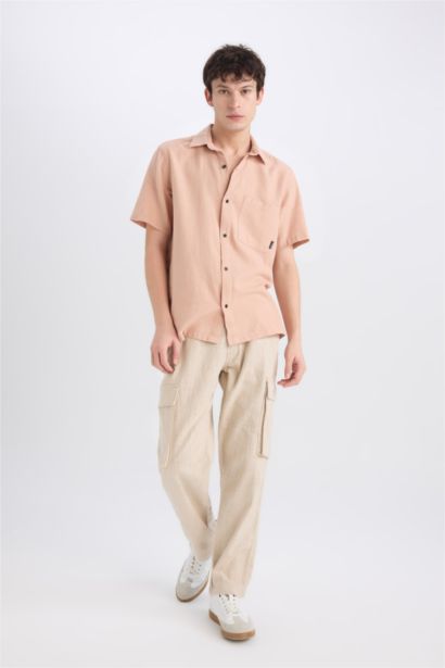 Relax Fit Regular Hem Zip-Up Cotton Trousers