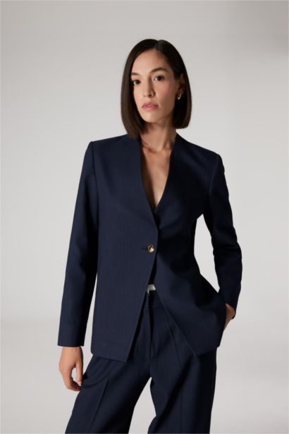 Veste Blazer Coupe Slim à Manches Longues et à boutons