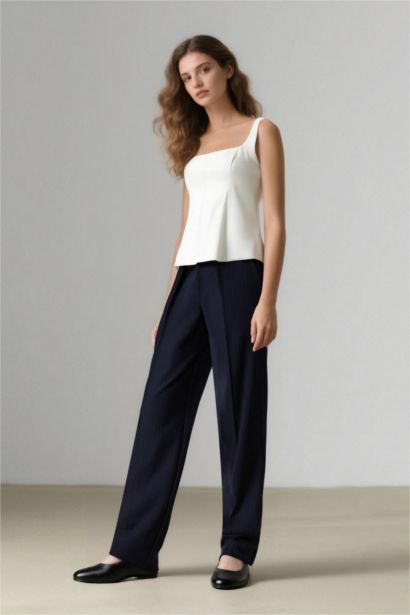 Sorbe x DeFacto Loose Straight Fit High Waist Wide Leg Trousers