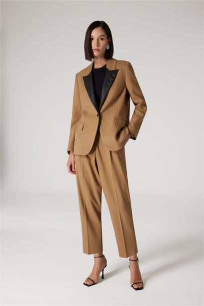 Sorbe x DeFacto Tapered Fit Pantolon Yüksek Bel Pensli Düz Paça Cepli