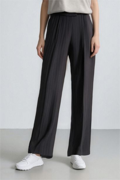 Sorbe x DeFacto Straight Fit Pantolon Yüksek Bel Çizgili Düz Paça Cepli
