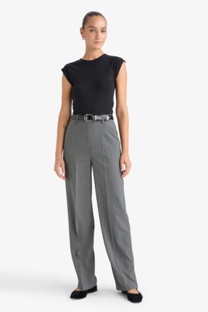 Straight Fit Regular Hem Trousers