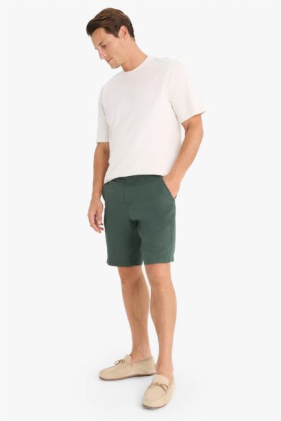 Regular Fit Linen Bermuda Shorts