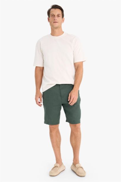 Regular Fit Linen Bermuda Shorts