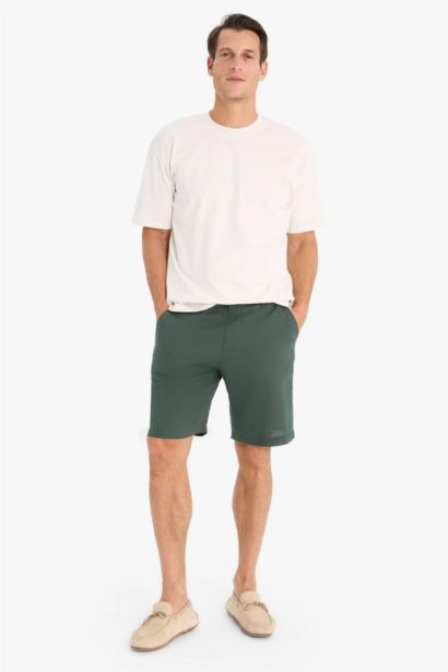 Regular Fit Linen Bermuda Shorts