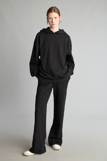 Relax Fit Kapüşonlu Basıc Kalın Sweatshirt