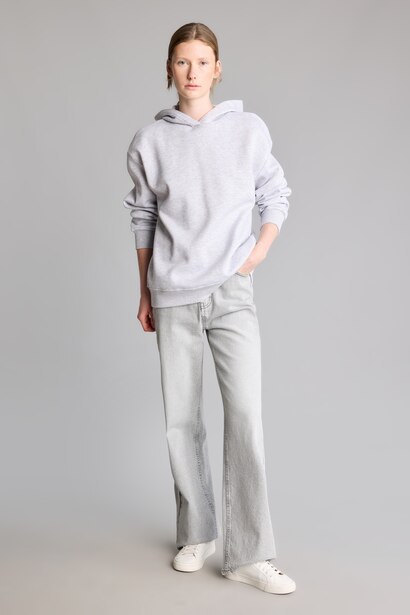 Relax Fit Kapüşonlu Basıc Kalın Sweatshirt