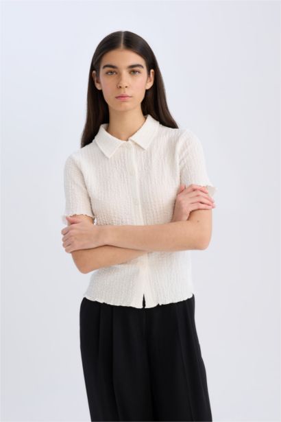 تيشيرت بولو نص ردن منسوج سليم فيت