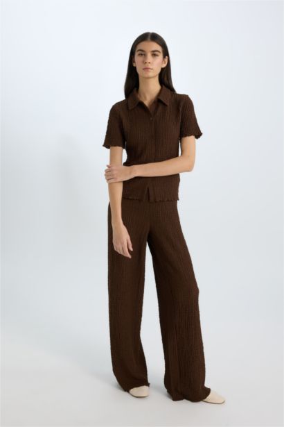 Wide Leg Crepe Trousers