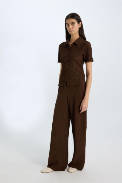 Wide Leg Crepe Trousers
