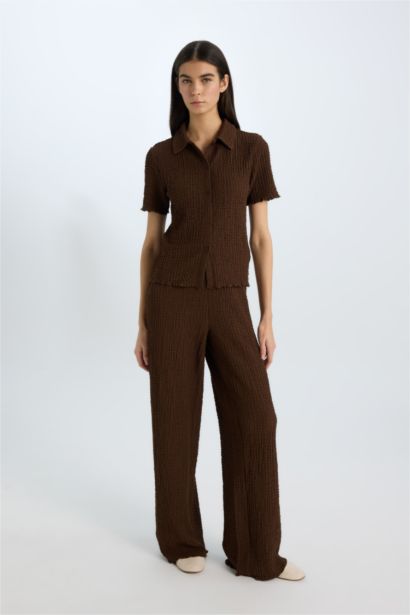 Wide Leg Crepe Trousers