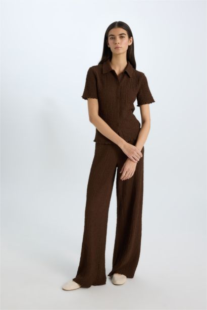 Wide Leg Crepe Trousers