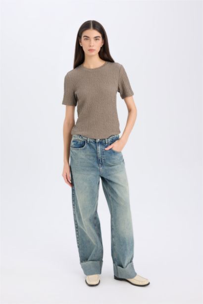 дөңгелек жаға кресс матасы Қысқа жеңді футболка