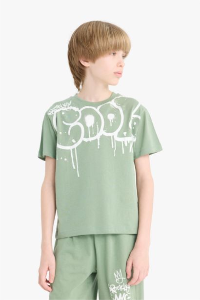 %100 Pamuklu Regular Fıt Baskılı Beli Lastikli Pijama Takımı Erkek Çocuk