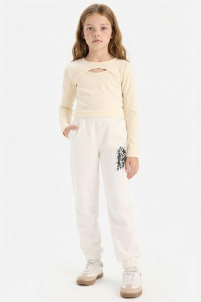 Girl Elastic Waist Printed Jogger Sweatpants