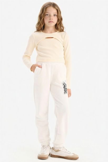 Girl Elastic Waist Printed Jogger Sweatpants