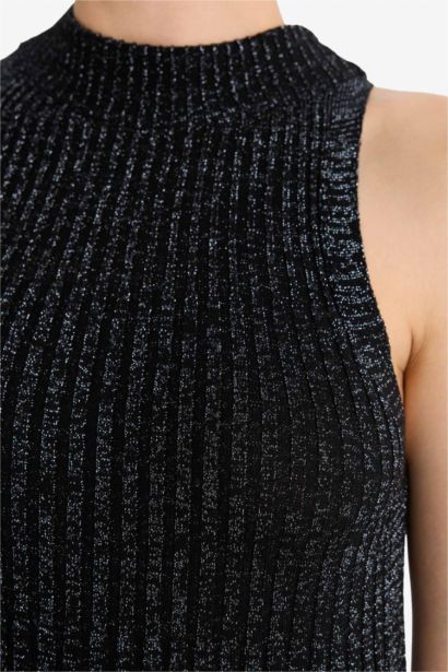 A Cut Half Turtleneck Sleeveless Knitwear Long Dress