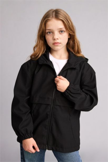 Водоотталкивающий дождевик с капюшоном для девочек