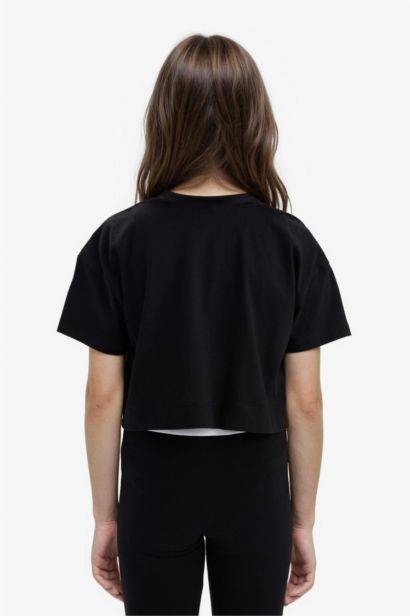 Girl Crew Neck Slogan Printed Short Sleeve T-shirt