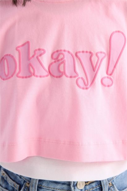 Футболка для девочки с круглым вырезом и принтом, с коротким рукавом