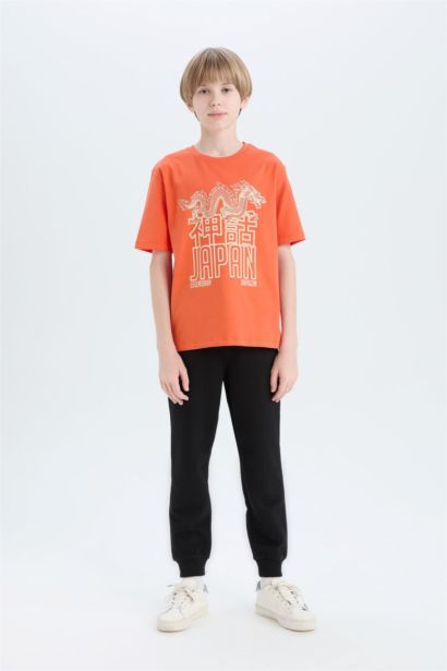 Футболка с коротким рукавом и принтом для мальчиков, с круглым вырезом