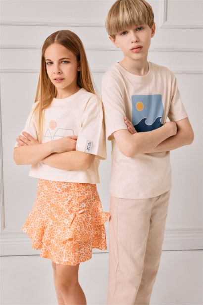 T-shirt imprimé à col rond et manches courtes pour garçon